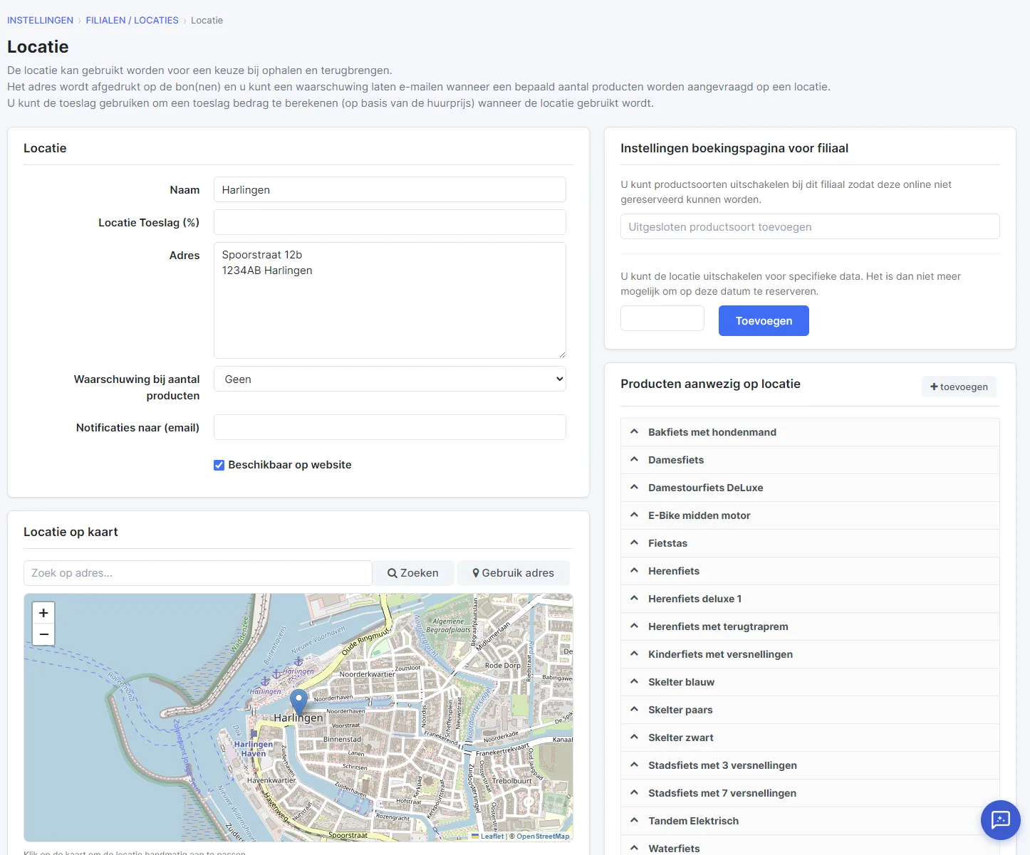 Filiaal met adres, kaart en producten die op deze locatie aanwezig zijn